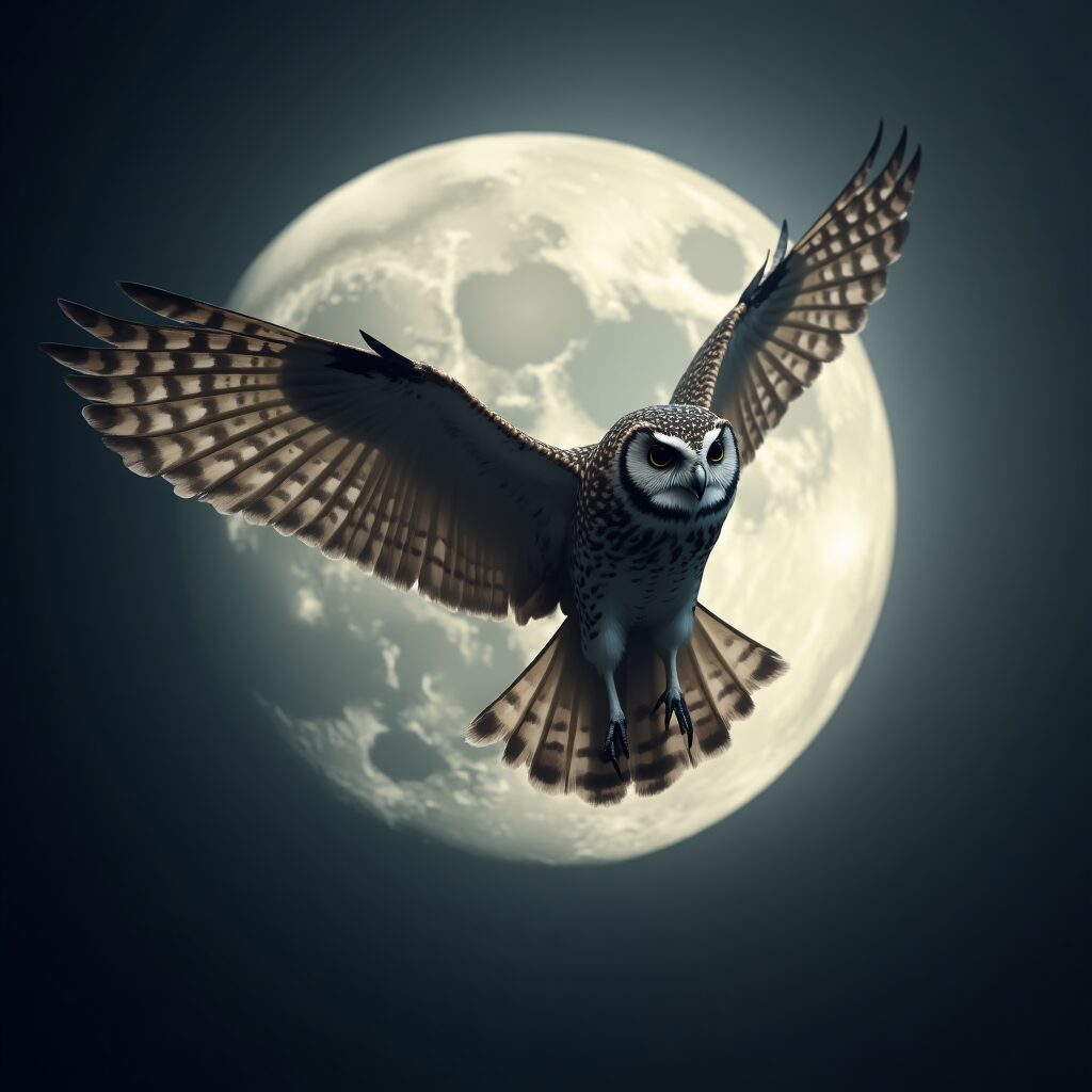 Owl silhouette under the moonlight
